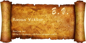 Bassa Viktor névjegykártya